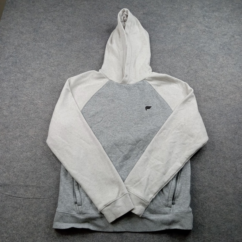Fabletics Hoodie Women Small Gray Colorblock Raglan Pullover Athletic Sweatshirt